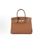 HERMES Birkin 25 Gold buckle Platinum handbag 25 Women\'s Edition 37 Gold Brown